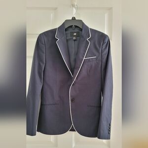 H&M Men's Navy Blazer White Piping | US 34R EUR 44